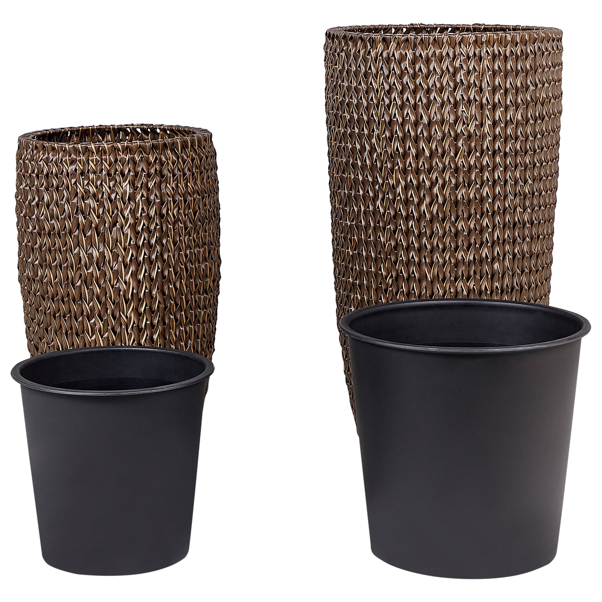 Beliani - Cache-pot d'extérieur Polyrotin Marron CEDRUS - 45x45x85- Beliani - Image 5