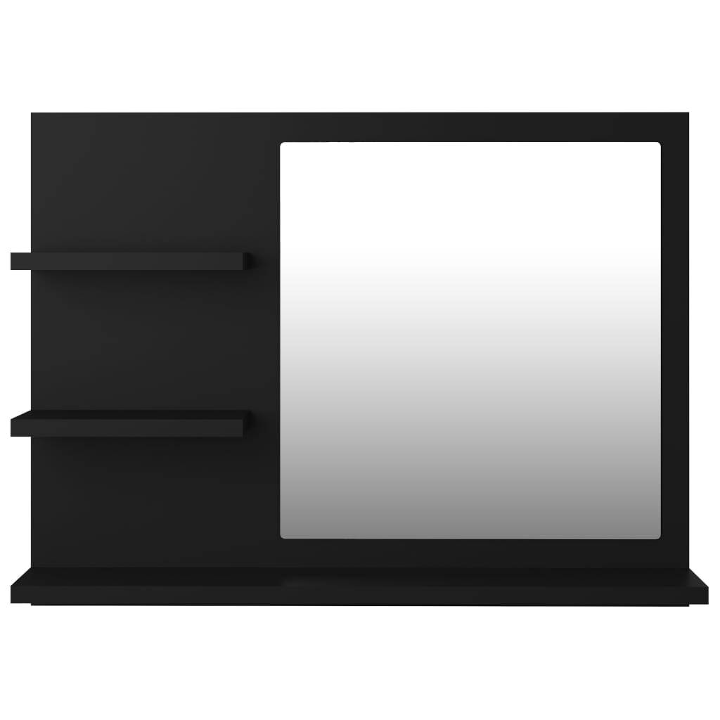 Miroir de salle de bain étagère 60 x 10,5 x 45 cm aggloméré noir - Image 2