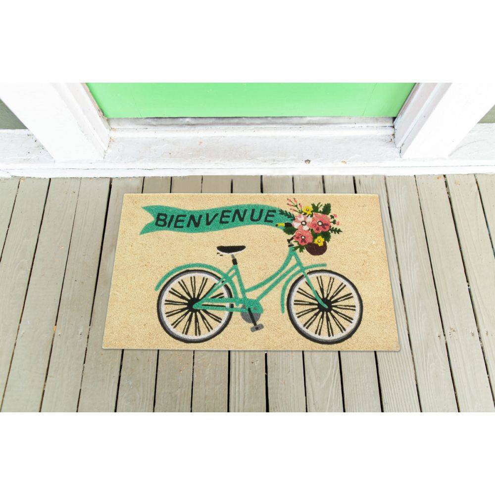 Aubry Gaspard - Paillasson en coco avec inscriptions 75 x 45 cm Vélo bienvenue - Image 2