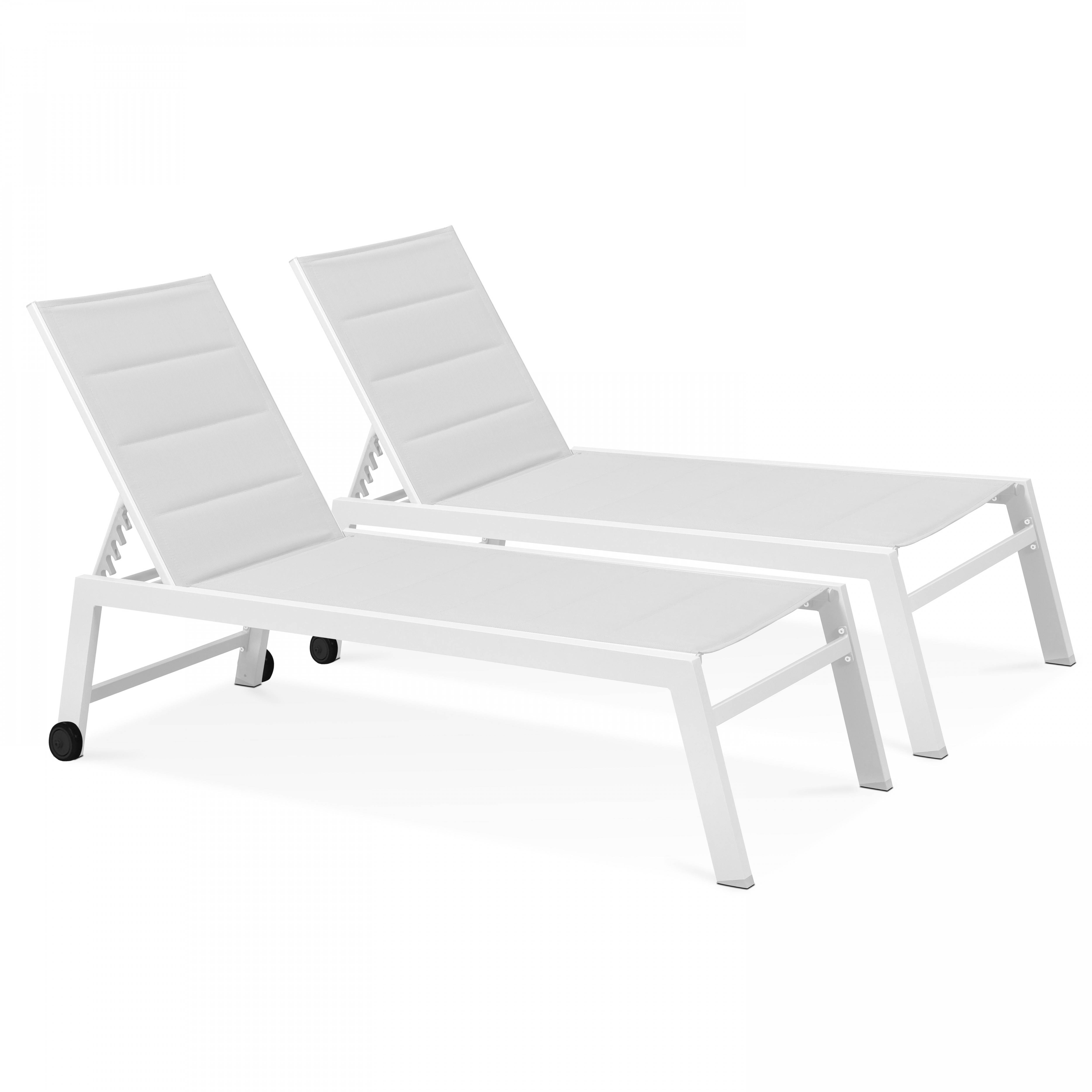 Oviala - Lot de 2 bains de soleil en aluminium et textilène blanc Nouméa - Oviala - Image 1