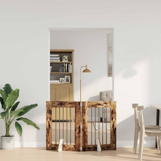 ComfortXL - Barrière Sécurité Chien Bois Intérieur Pliable Modulable Chêne Fumé 120cm - ComfortXL Outdoor Living - Image 1