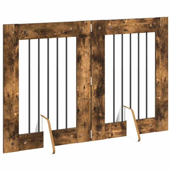 ComfortXL - Barrière Sécurité Chien Bois Intérieur Pliable Modulable Chêne Fumé 120cm - ComfortXL Outdoor Living - Image 3
