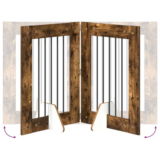 ComfortXL - Barrière Sécurité Chien Bois Intérieur Pliable Modulable Chêne Fumé 120cm - ComfortXL Outdoor Living - Image 7