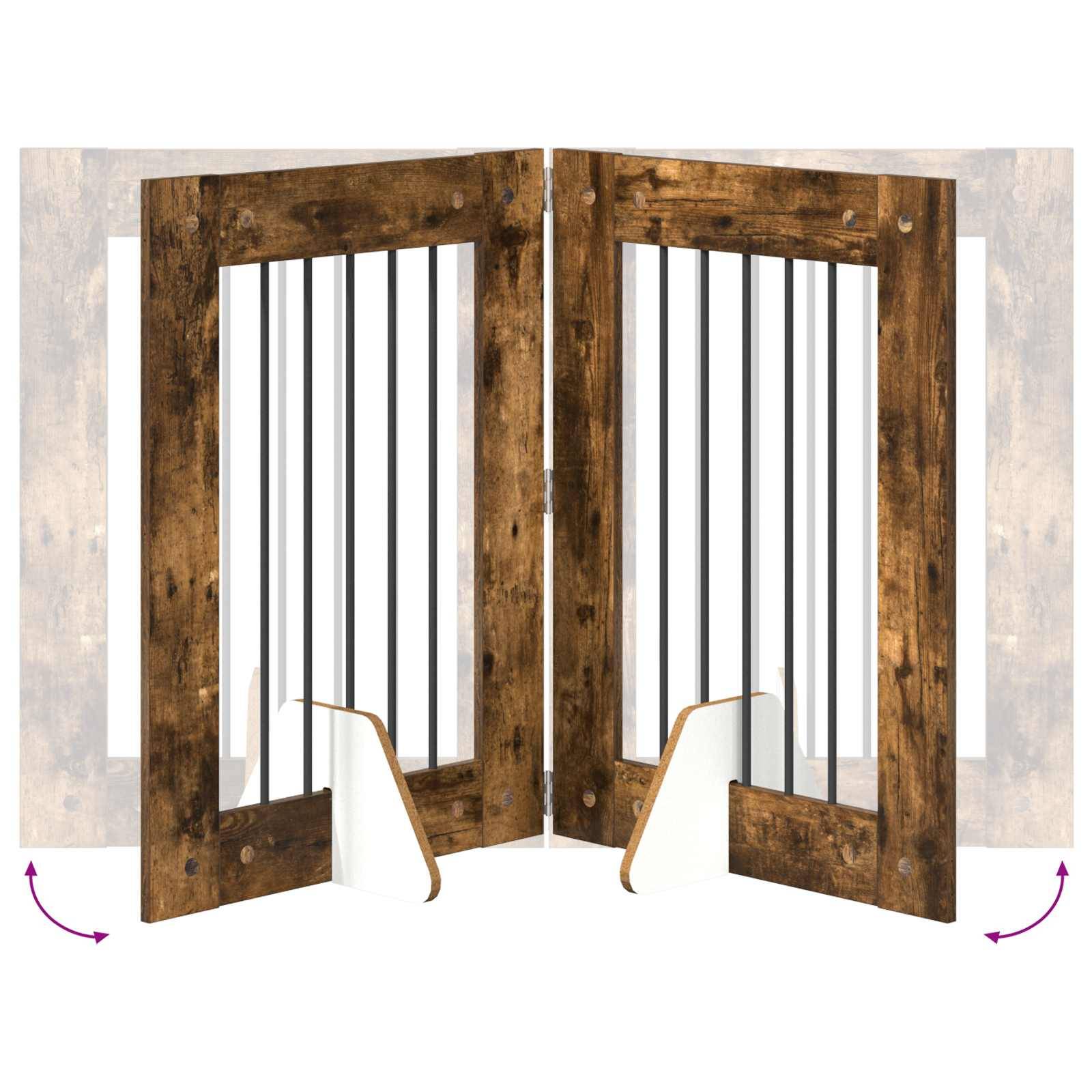 ComfortXL - Barrière Sécurité Chien Bois Intérieur Pliable Modulable Chêne Fumé 120cm - ComfortXL Outdoor Living - Image 7