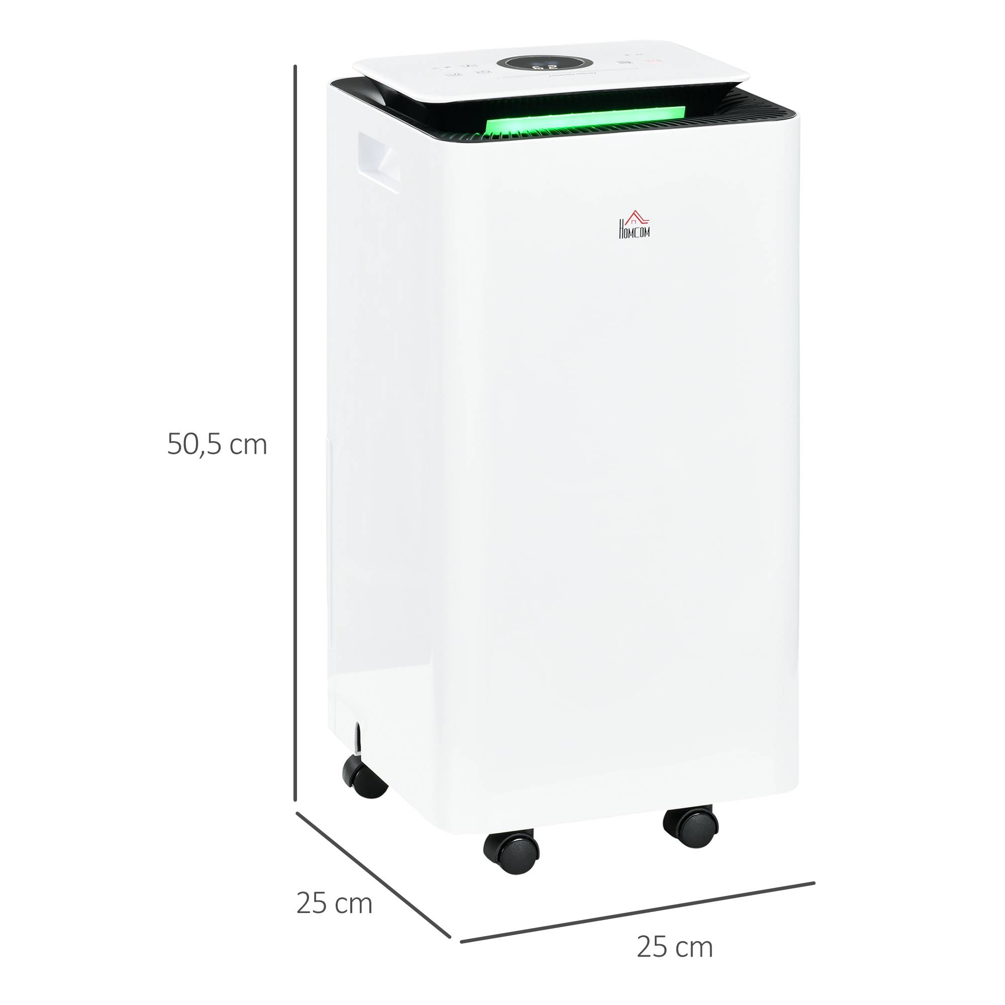 Déshumidificateur électrique 10L/jour réservoir 2,5L, 5 modes 2 vitesses, minuterie, 25x25x50,5cm, blanc - Image 5