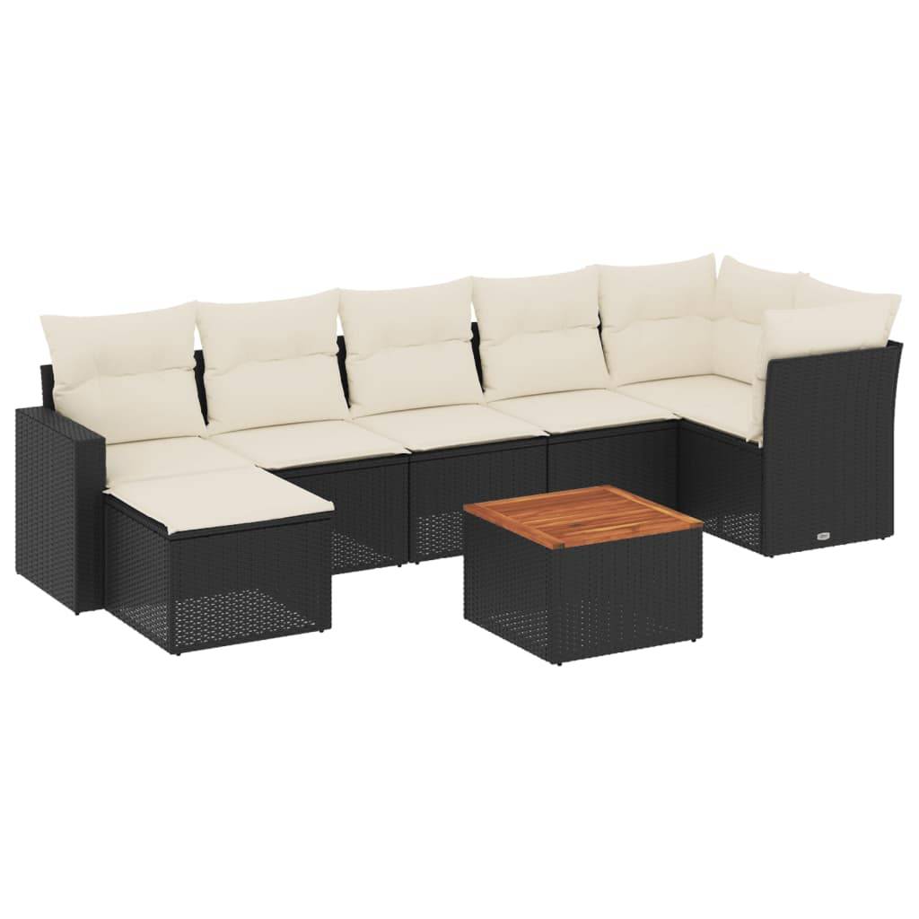 Vidaxl - Salon de jardin 8 pcs avec coussins noir résine tressée vidaXL 3224229 - Image 2