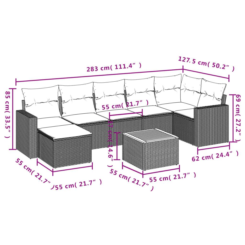 Vidaxl - Salon de jardin 8 pcs avec coussins noir résine tressée vidaXL 3224229 - Image 3
