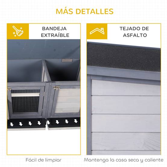 Clapier à Lapins en Bois pour Extérieur avec Mangeoire Intégrée Toit Ouvrant 112 cm Gris - ComfortXL Outdoor Living - Image 9
