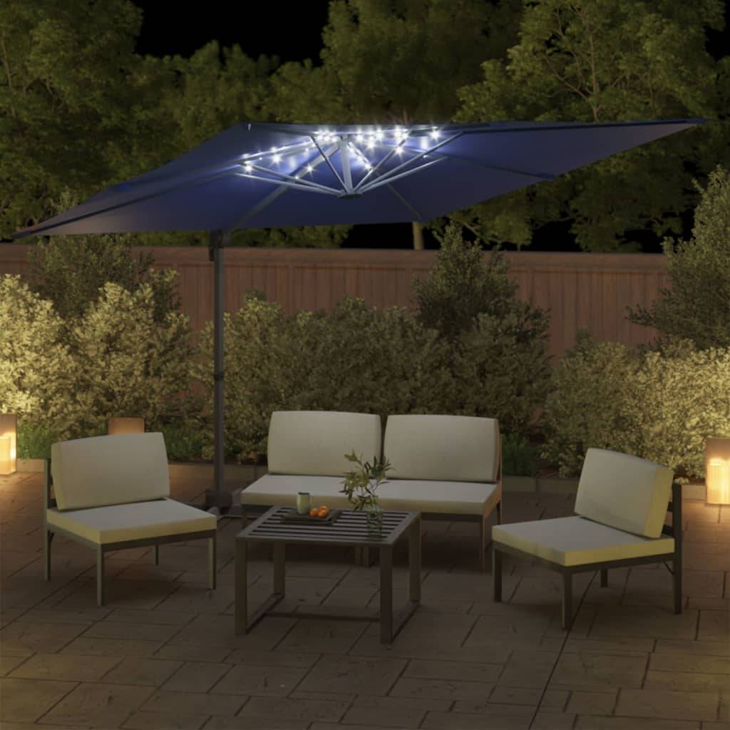 Helloshop26 - Parasol meuble de jardin cantilever à led 400 x 300 cm bleu azuré - Image 4