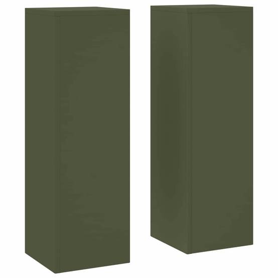 Paire de Porte-pots sur Pieds en Acier Durable pour Décoration Extérieure Jardin Vert Olive 75 cm – ComfortXL Outdoor Living - Image 2