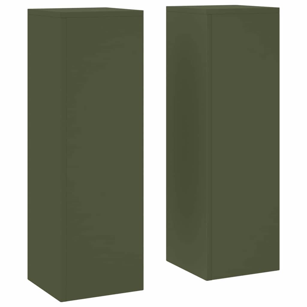 Paire de Porte-pots sur Pieds en Acier Durable pour Décoration Extérieure Jardin Vert Olive 75 cm – ComfortXL Outdoor Living - Image 2