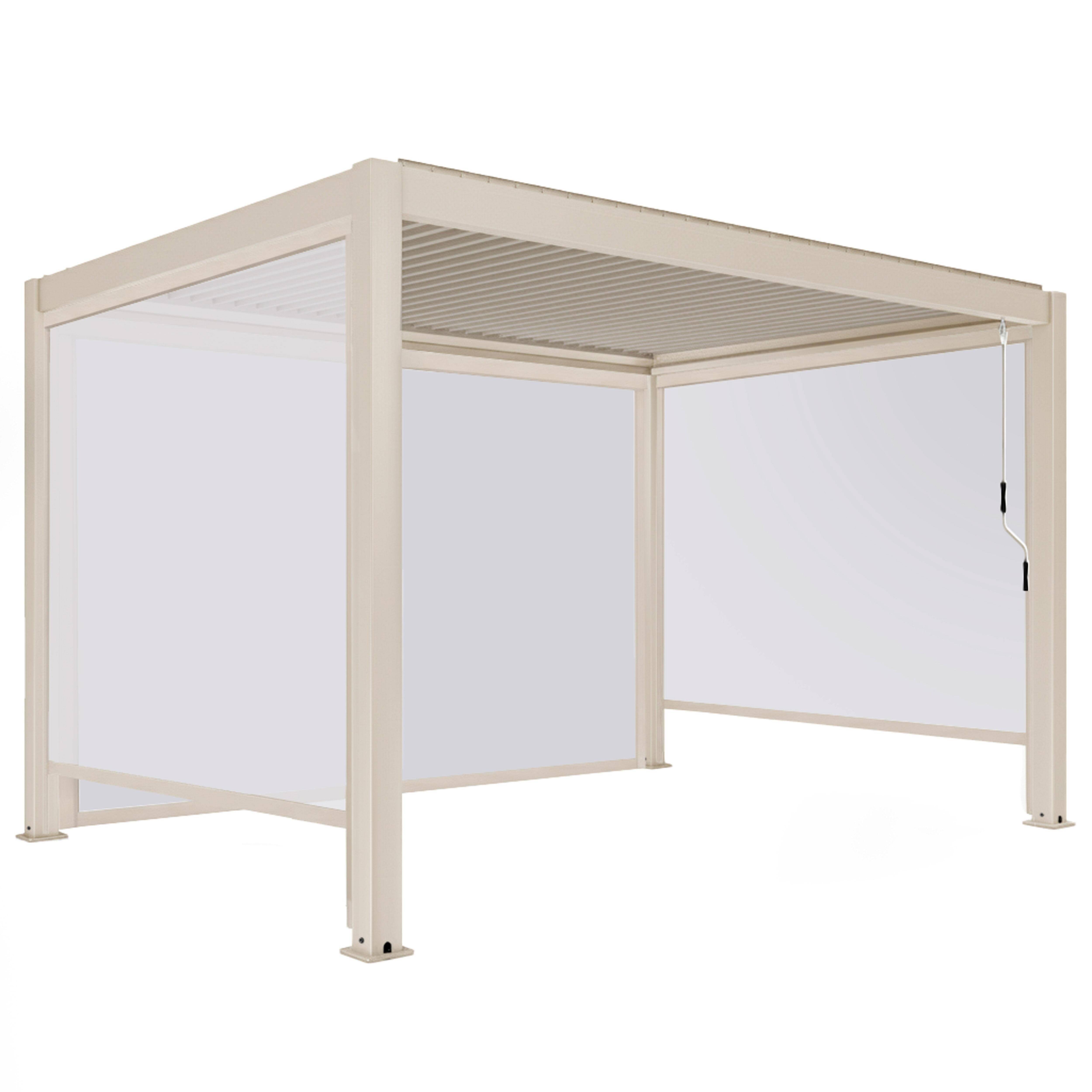 Oviala - Pergola bioclimatique autoportée 3x4m et 3 stores bois crème Athenes - Oviala - Image 2