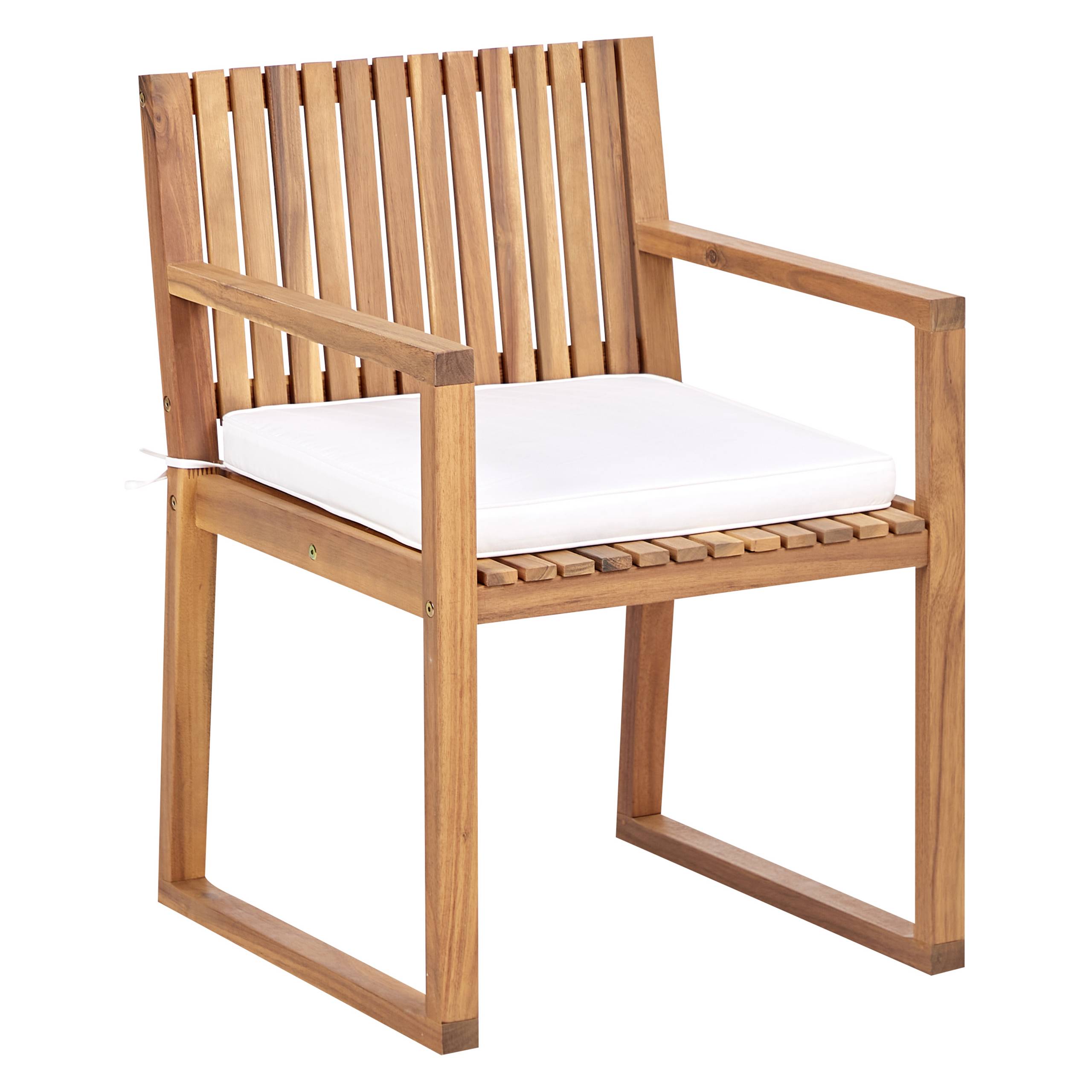 Beliani - Lot de 8 Chaises de Jardin avec Coussins Blanc Cassé en Bois d\'Acacia Certifié Style Rustique - Image 4