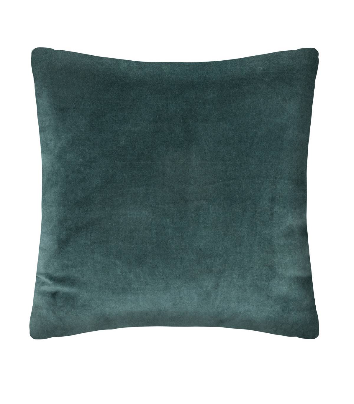 Coussin décoratif en velours Bleu Canard et motif Otto 55 x 55 cm - Image 1