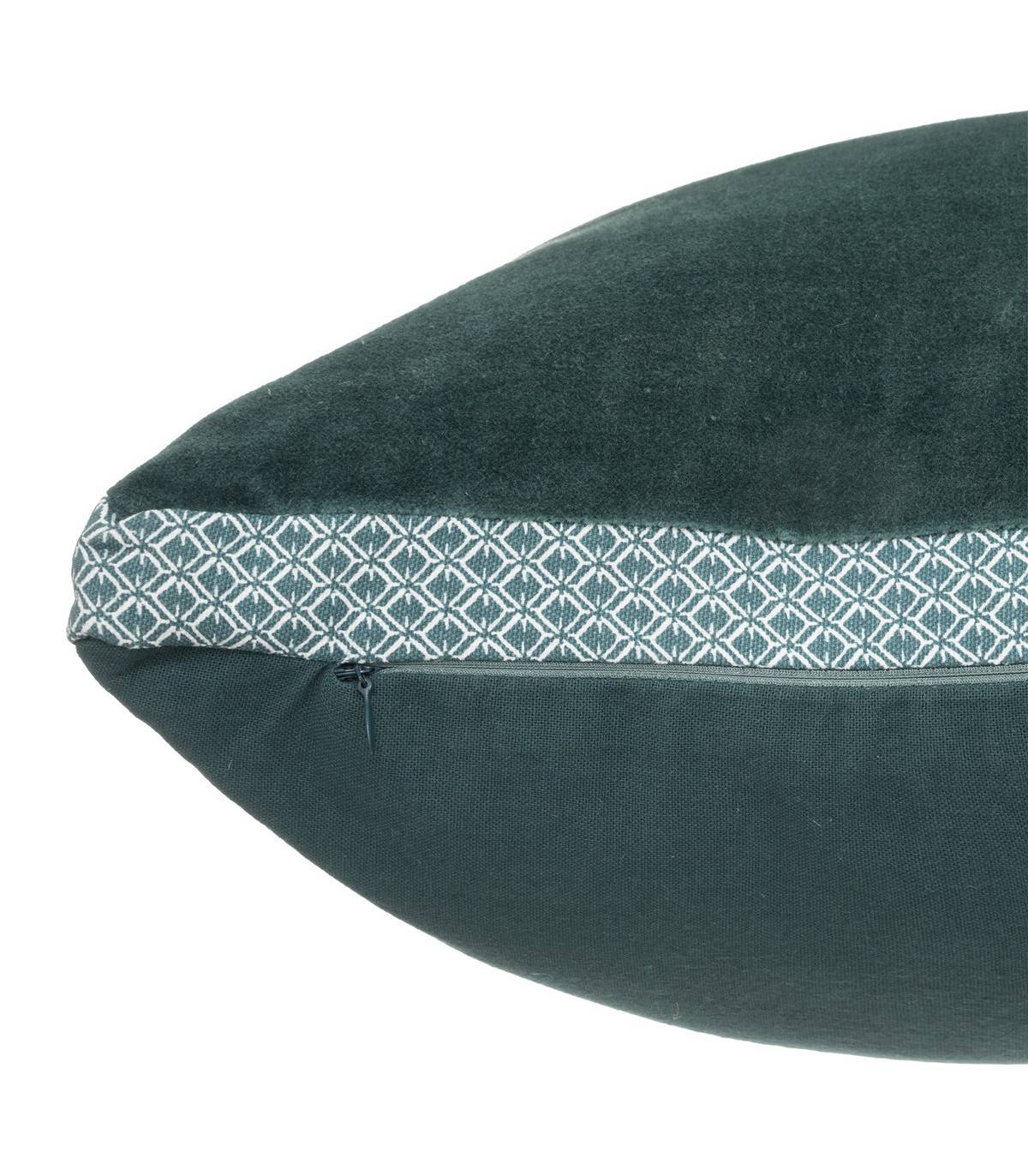 Coussin décoratif en velours Bleu Canard et motif Otto 55 x 55 cm - Image 2