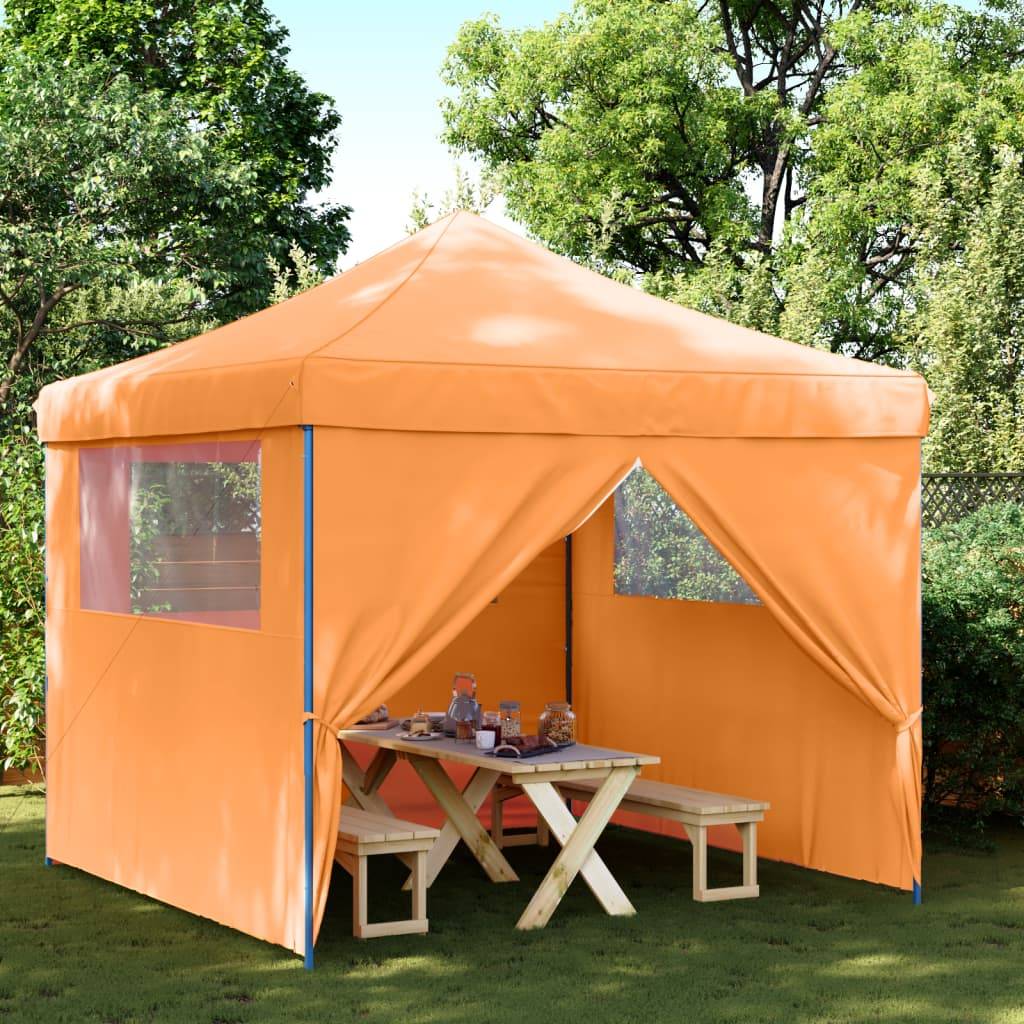 Tente de réception pliable acier et tissu Oxford orange et bleu 292 x 292 x 315 cm - PANGIVO - Image 1