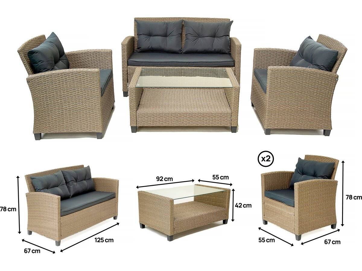 Habitat Et Jardin - Salon De Jardin Bas 4 Places En Résine "joe" - Beige/gris -habitat Et Jardin - Image 3