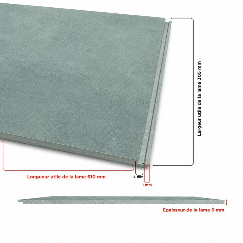 Dalle SPC clipsable sol et mur 20,46 m² béton ciré - 305 x 610 mm, usure 0,5 mm - Coloris - Béton ciré - Image 5