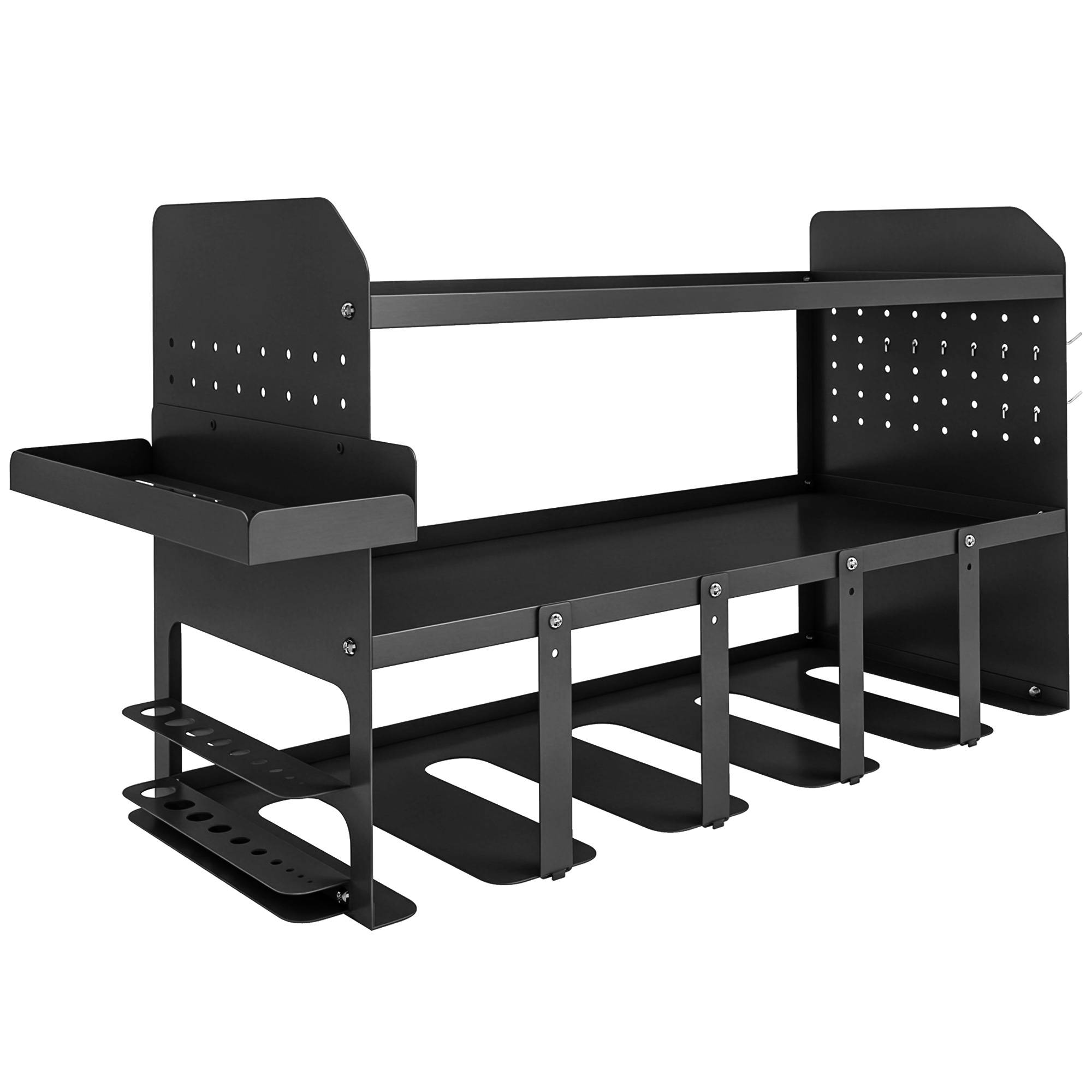 ComfortXL - Organisateur outils de jardin métal noir 61,8 x 23 x 32,7 cm mural garage atelier rangement gain de place - Image 10