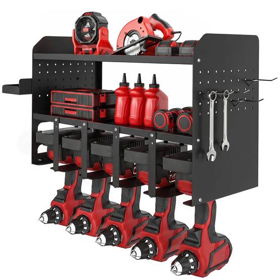 ComfortXL - Organisateur outils de jardin métal noir 61,8 x 23 x 32,7 cm mural garage atelier rangement gain de place - Image 2