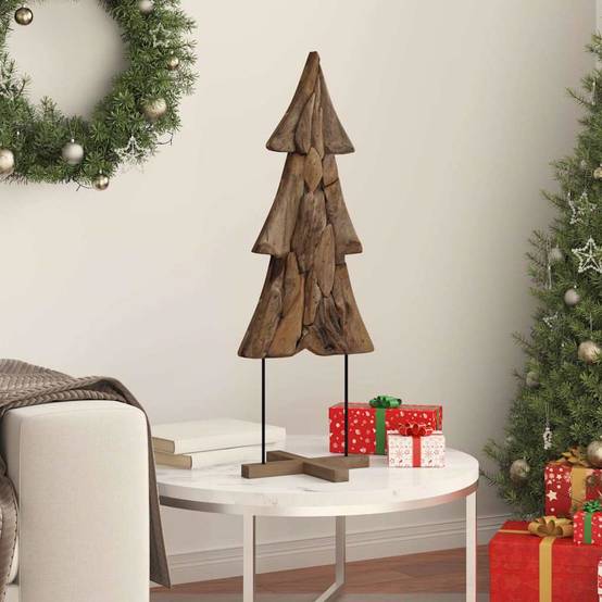 Arbre de Noël design en bois de teck massif pour décoration intérieure 90 cm – ComfortXL Outdoor Living - Image 3