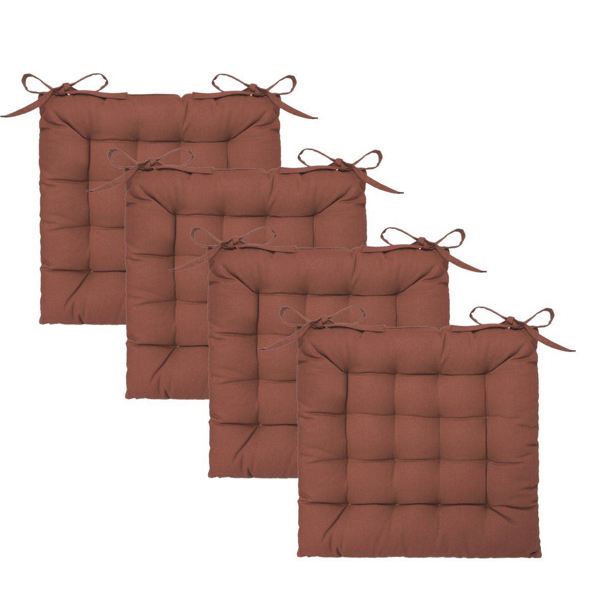 Lot de 4 Galettes de chaise en Coton Terracotta 38 x 38 cm - Image 1