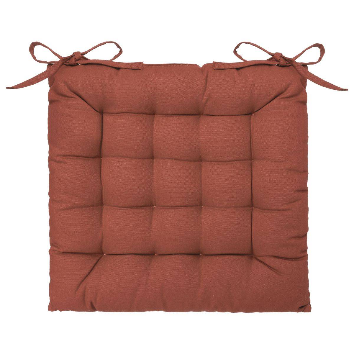 Lot de 4 Galettes de chaise en Coton Terracotta 38 x 38 cm - Image 3