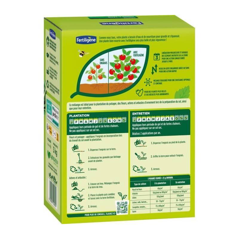 Fertiligène - Fertiligene Fcosan3 - Engrais Corne Et Sang 3 Kg - Action Rapide Et Durable - Nourrit Jusqu'a 3 Mois - Jusqu'a 60m² Fertilisée - Image 2