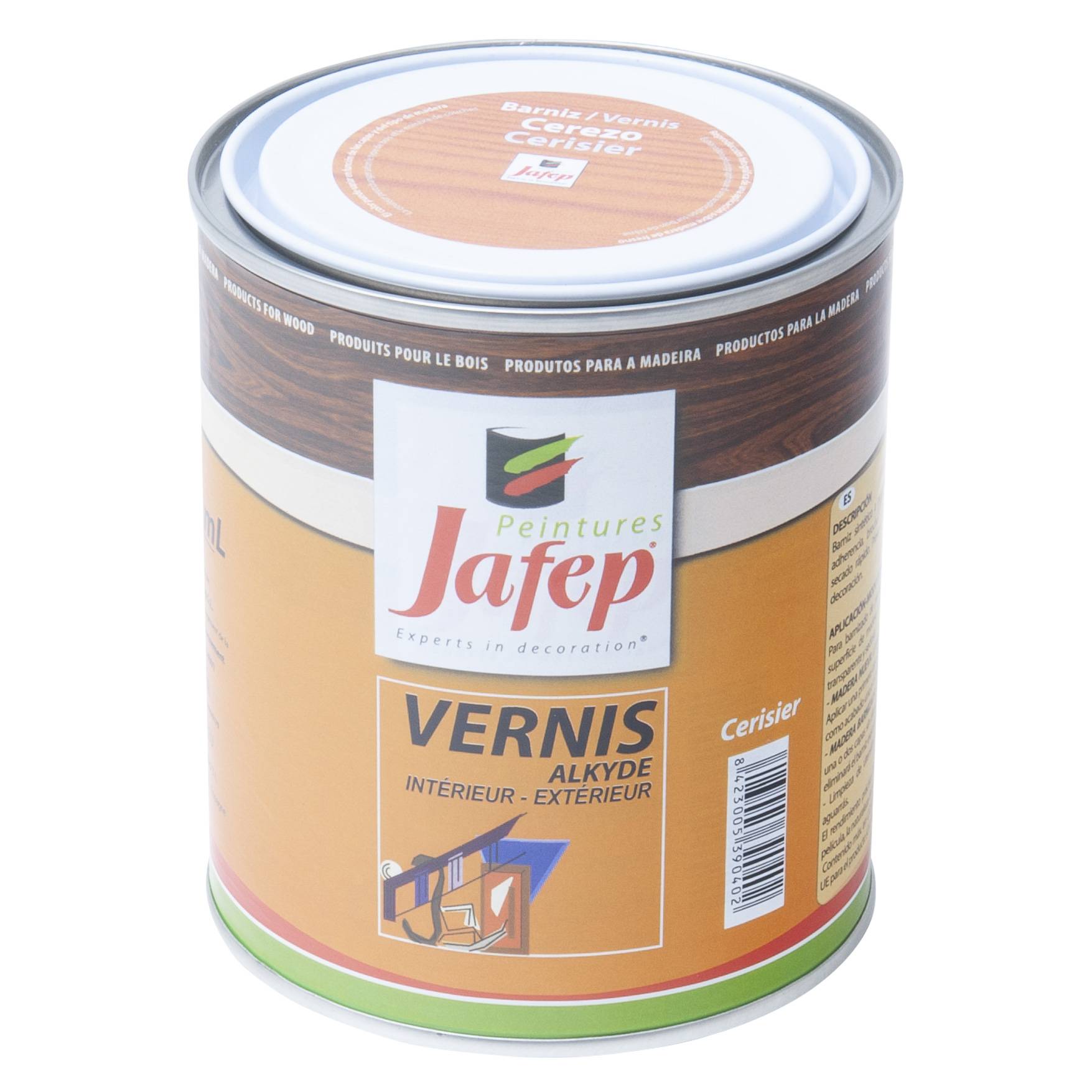 Vernis synthétique brillant cerisier Jafep - 750 ml - Image 1