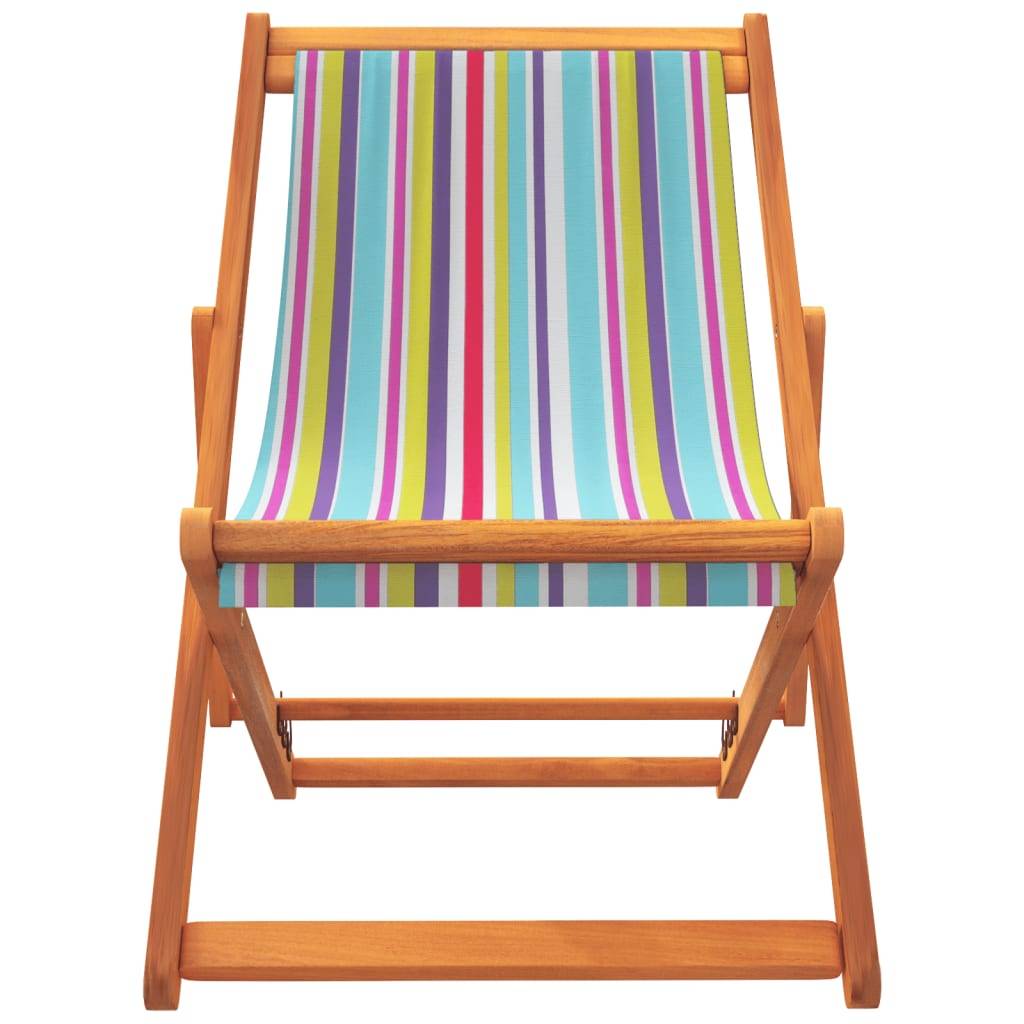 Chaises de plage pliables multicolore tissu bois d'eucalyptus 60 x 112/119/127 x 81/88.5/95 cm - PANGIVO - Image 4