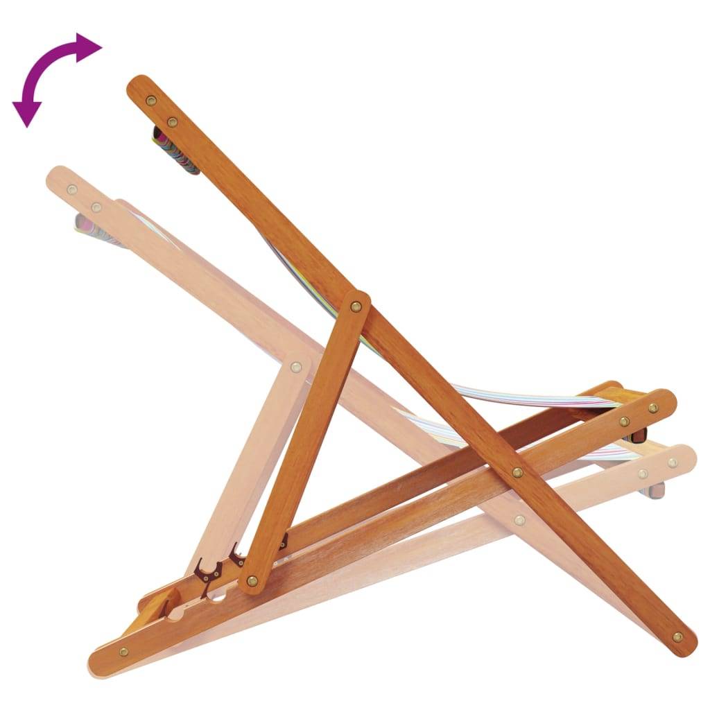 Chaises de plage pliables multicolore tissu bois d'eucalyptus 60 x 112/119/127 x 81/88.5/95 cm - PANGIVO - Image 7