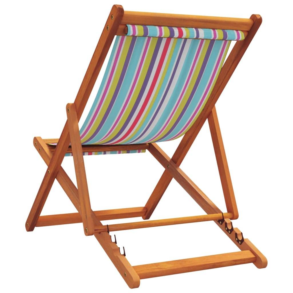 Chaises de plage pliables multicolore tissu bois d'eucalyptus 60 x 112/119/127 x 81/88.5/95 cm - PANGIVO - Image 6