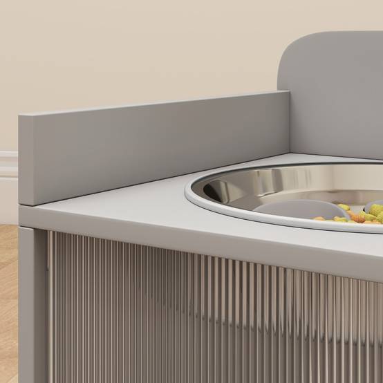 Station repas surélevée grand chien bois MDF avec meuble rangement 60x46cm gris - ComfortXL Outdoor Living - Image 8