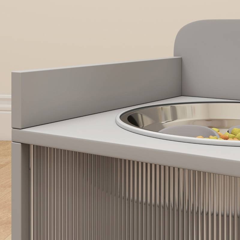 Station repas surélevée grand chien bois MDF avec meuble rangement 60x46cm gris - ComfortXL Outdoor Living - Image 8