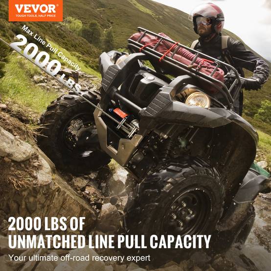 VEVOR Treuil electrique 907 kg, 12 V CC treuil pour VTT/UTV avec cable en acier a 7 brins de Φ0,4 x 1188,7 cm, telecommande - Image 2