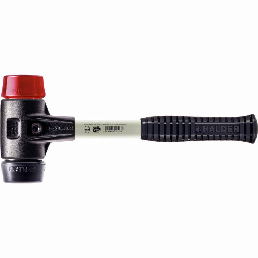 Maillet HALDER SIMPLEX Caoutchouc chargé / plastique avec boîtier en fonte malléable renforcée et manche en fibre de verre - D=50 mm - 3726.050