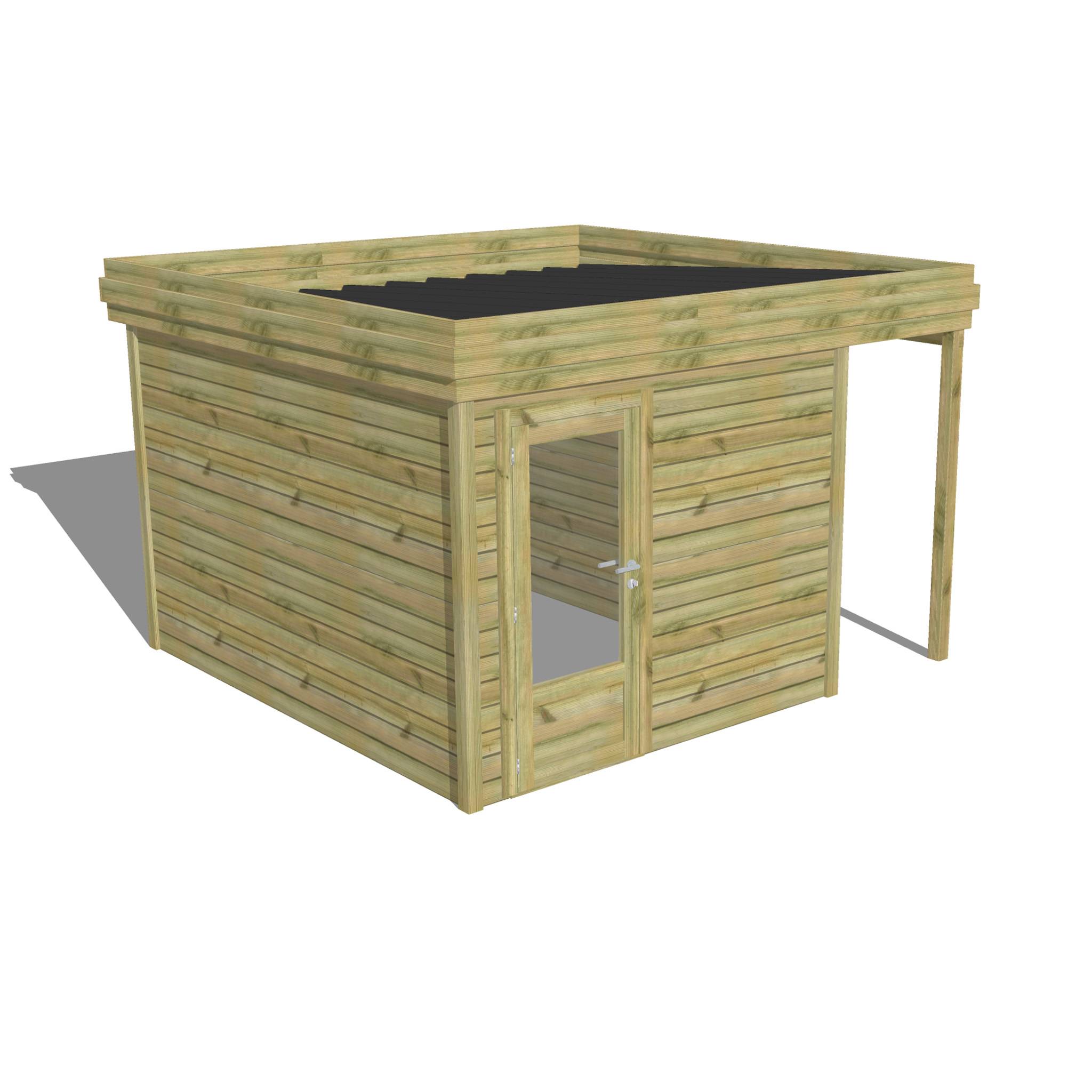 ABRI DE JARDIN bois  autoclave 27mm - 3,64x3,44m / 13m2 - Bac acier - Abri Français - Image 1
