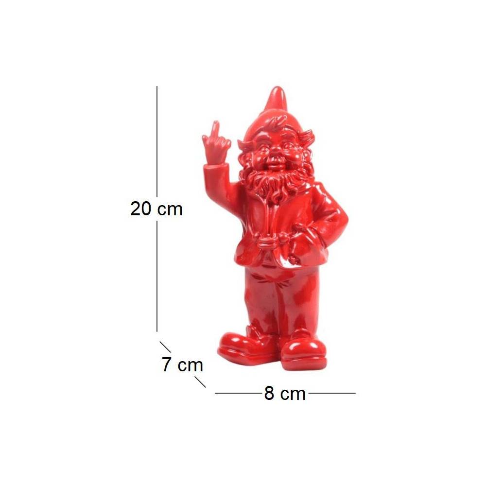 Stoobz - Nain de jardin en résine doigt d'honneur 7 x 8 x 20 cm Rouge - Image 3