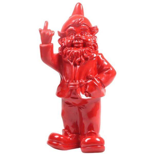Stoobz - Nain de jardin en résine doigt d'honneur 7 x 8 x 20 cm Rouge Stoobz - Image 1