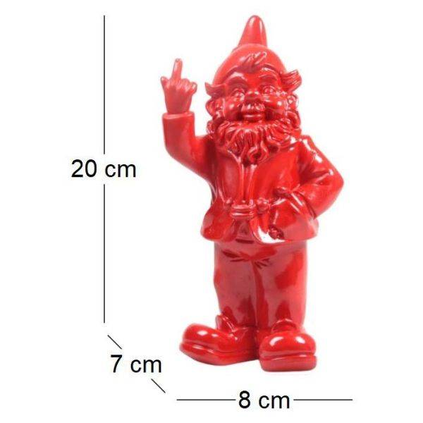 Stoobz - Nain de jardin en résine doigt d'honneur 7 x 8 x 20 cm Rouge Stoobz - Image 3