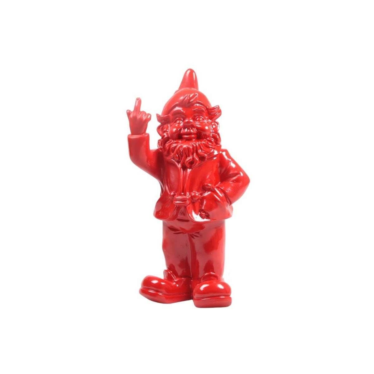 Stoobz - Nain de jardin en résine doigt d'honneur 7 x 8 x 20 cm Rouge - Image 1