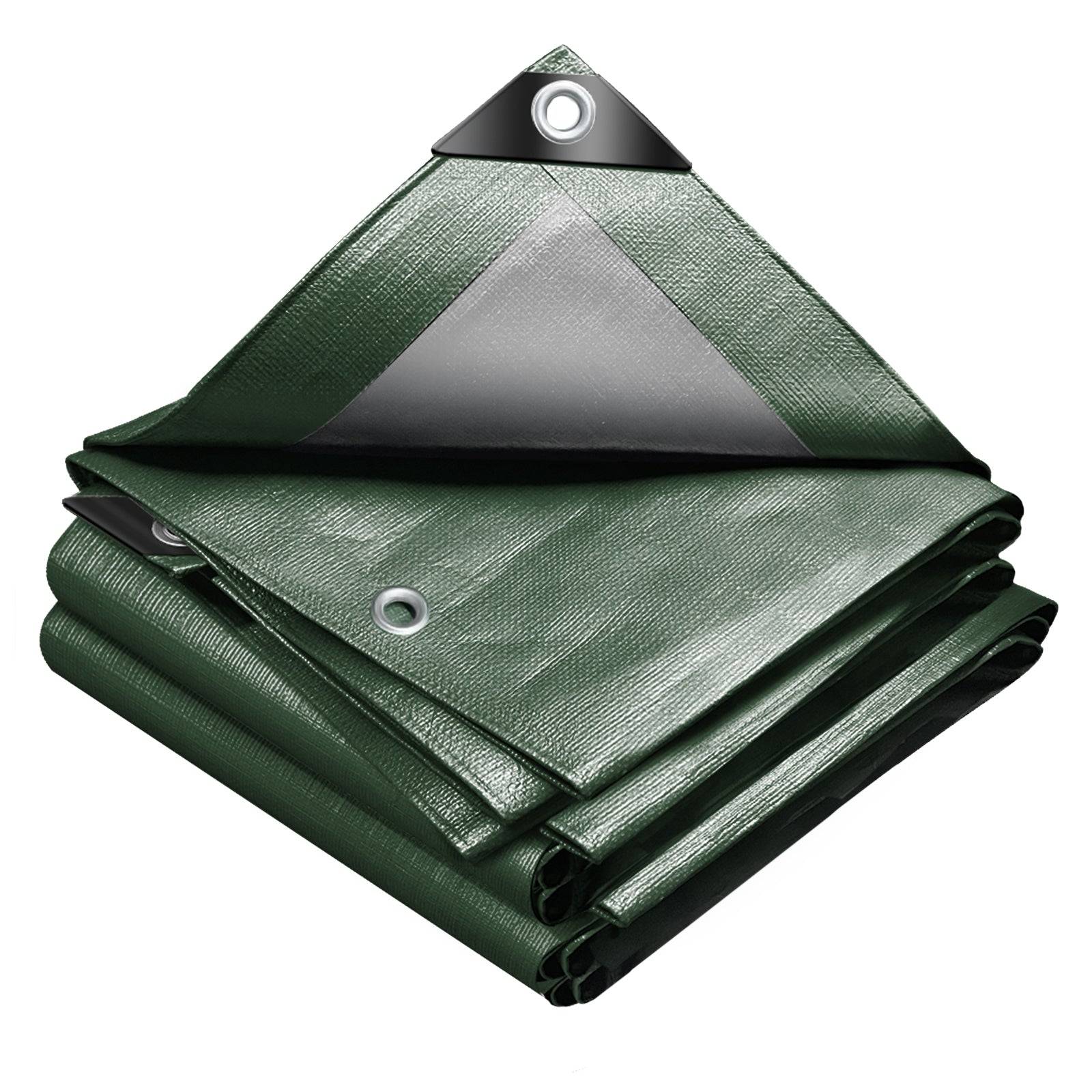 Bâche de Protection en Polyéthylène 240g/m² - 1,5x6m vert et argent - imperméable, anti-UV - VOUNOT® - Image 1
