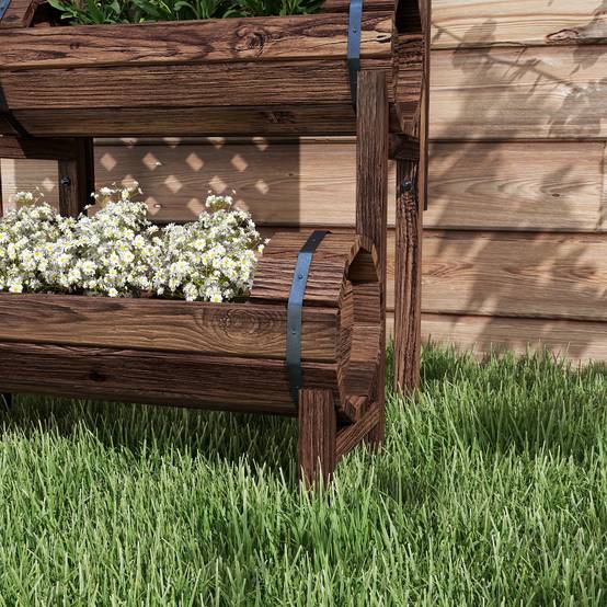 Jardinière treillis bois surélevée balcon jardin potager 2 niveaux 42x49x80cm - ComfortXL Outdoor Living - Image 10