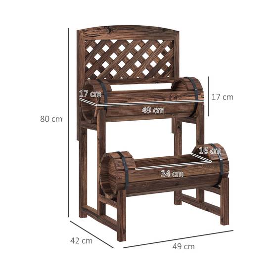 Jardinière treillis bois surélevée balcon jardin potager 2 niveaux 42x49x80cm - ComfortXL Outdoor Living - Image 5