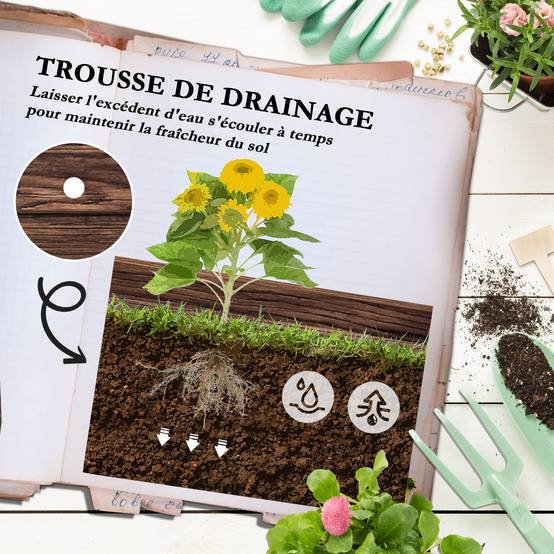 Jardinière treillis bois surélevée balcon jardin potager 2 niveaux 42x49x80cm - ComfortXL Outdoor Living - Image 7