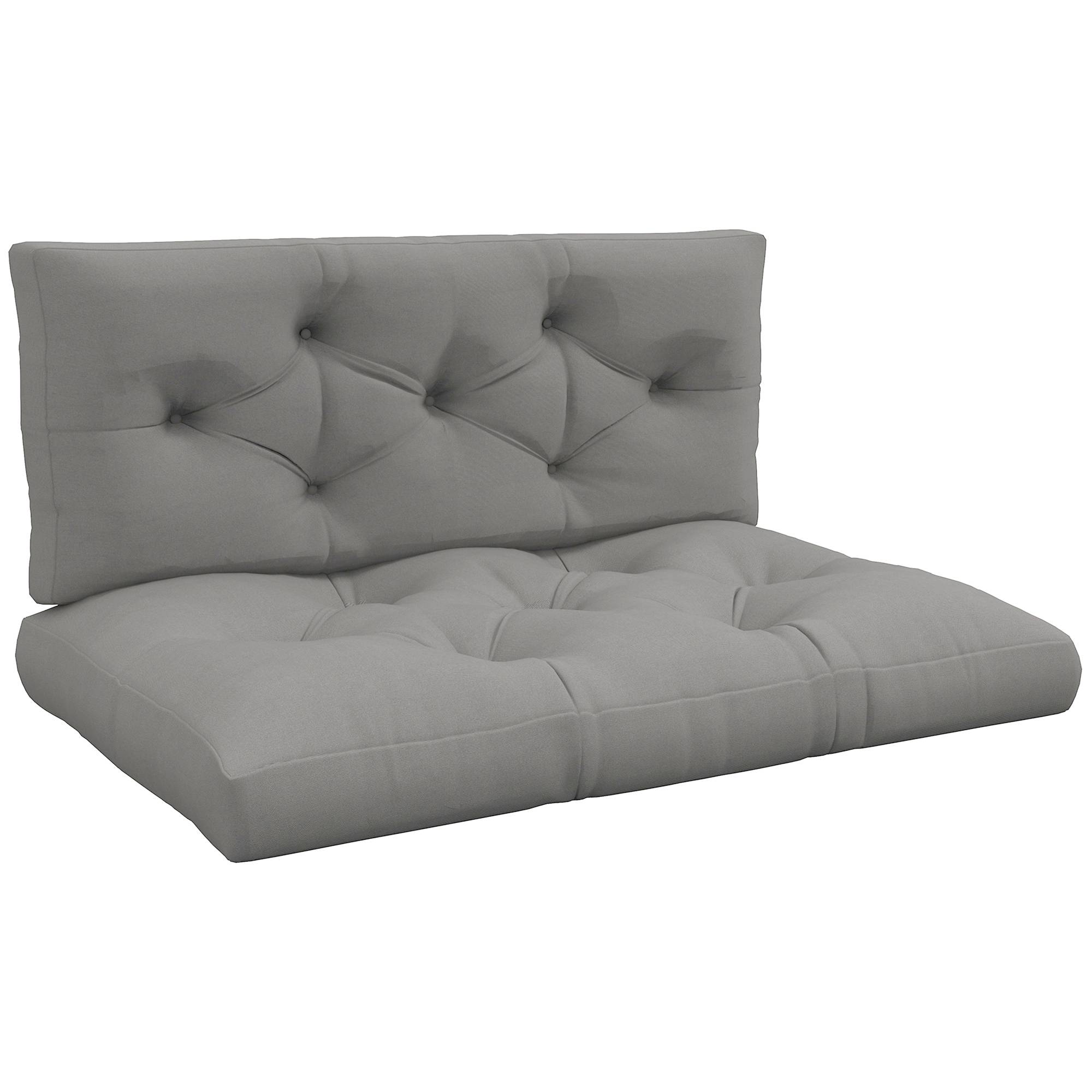 Coussin d'assise capitonné, 120 x 80 x 12 cm, gris - Image 1