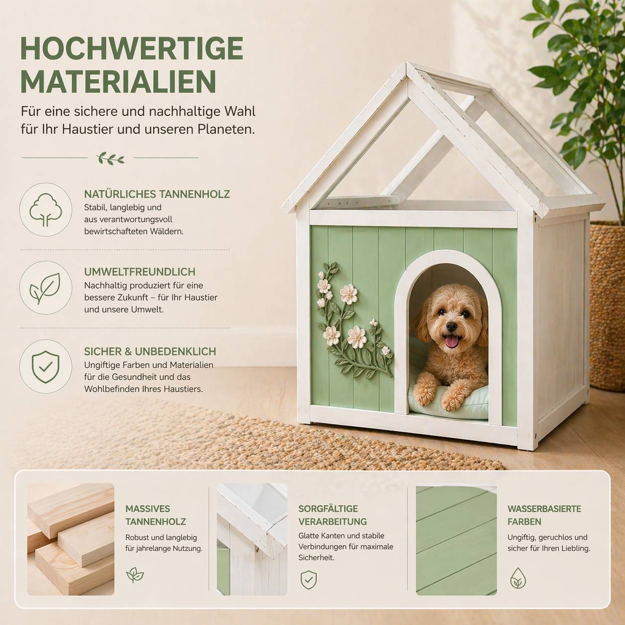 ComfortXL - Maison pour chat bois et acrylique 63,5 x 47,5 x 78 cm menthe meuble intérieur décoratif - ComfortXL Outdoor Living - Image 5