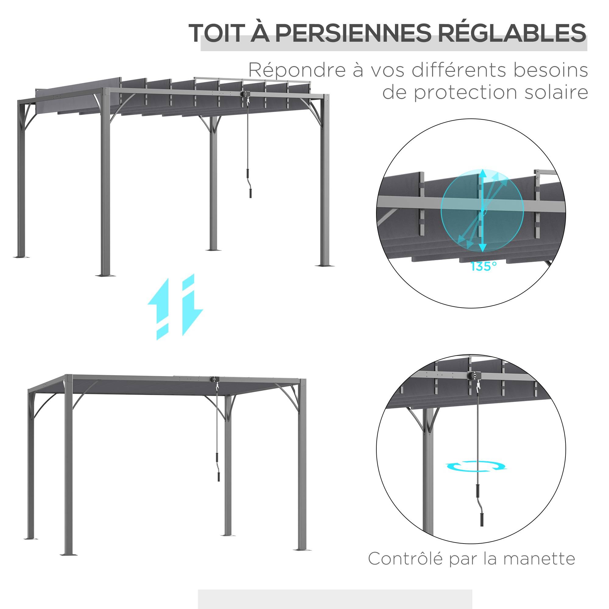 Outsunny - Pergola bioclimatique 3x3m lames orientables style contemporain UV50+ aluminium gris - Outsunny - Image 3
