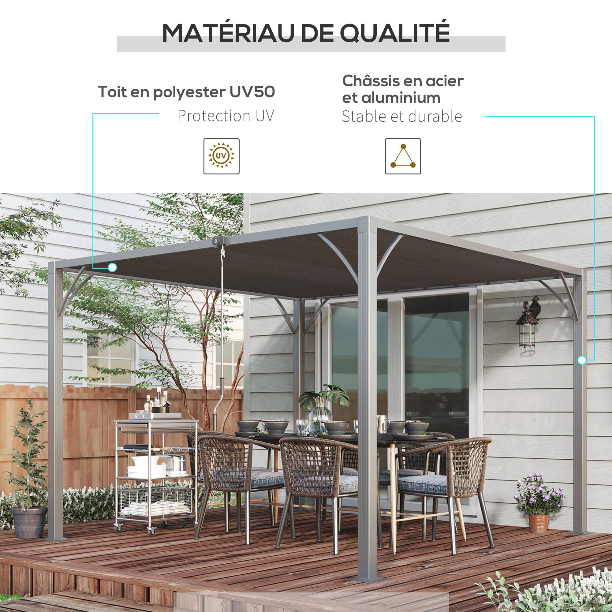 Outsunny - Pergola bioclimatique 3x3m lames orientables style contemporain UV50+ aluminium gris - Outsunny - Image 4