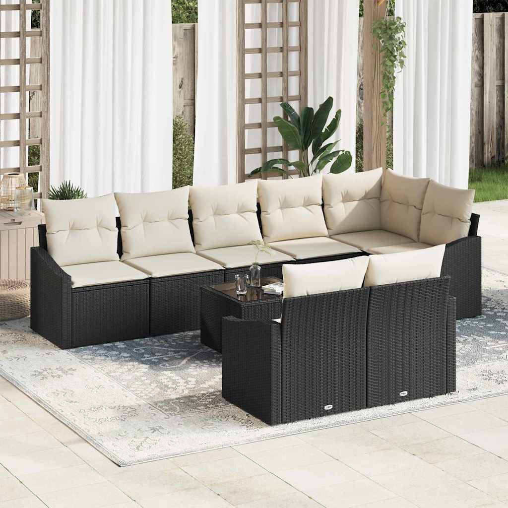 Salon Jardin Familial 9 pcs Polyrotin Marron avec Table et Canapés Modulables Espaces – ComfortXL Outdoor Living - Image 1